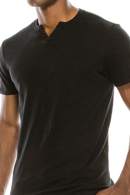 Black Slub Notch Tee 2 Black Slub Notch Tee - Image 2