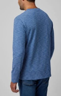 Denim Blue Performance Long Sleeve Henley -Blend Fashion House image f22a7401 be5e 4345 943c 6162ea71b5f7