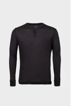 Black Melange Knit Henley
