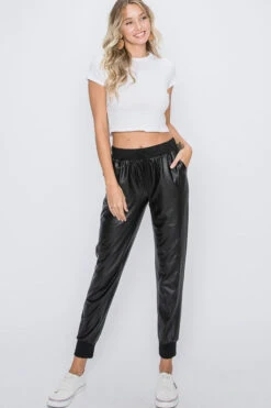 Laina Black Vegan Leather Joggers -Blend Fashion House image ff469390 c995 456a a2b4 b3704dcfbca4